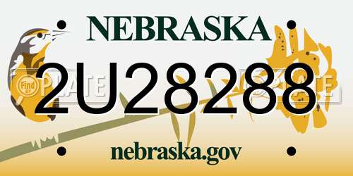 2U28288 Nebraska License Plate