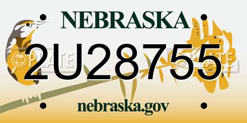 2U28755 Nebraska License Plate