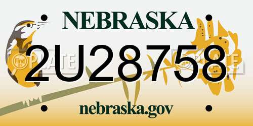 2U28758 Nebraska License Plate