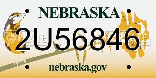 2U56846 Nebraska License Plate