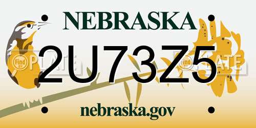 2U73Z5 Nebraska License Plate
