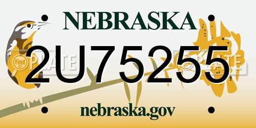 2U75255 Nebraska License Plate