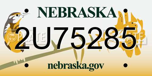 2U75285 Nebraska License Plate