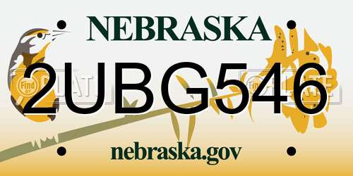 2UBG546 Nebraska License Plate