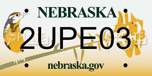 2UPE03 Nebraska License Plate
