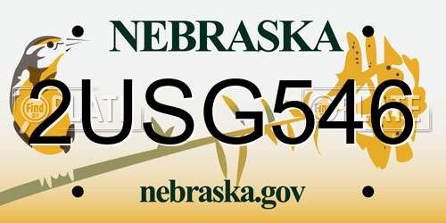2USG546 Nebraska License Plate