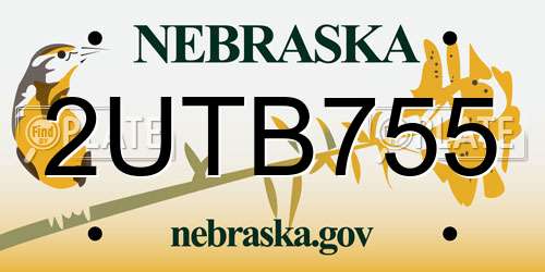 2UTB755 Nebraska License Plate