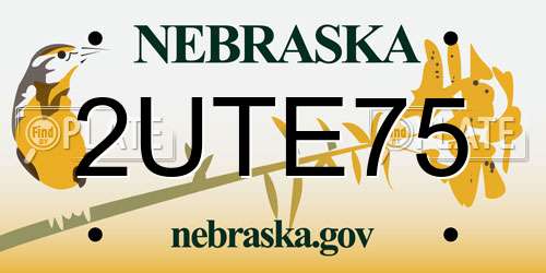 2UTE75 Nebraska License Plate