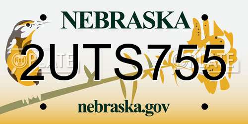 2UTS755 Nebraska License Plate