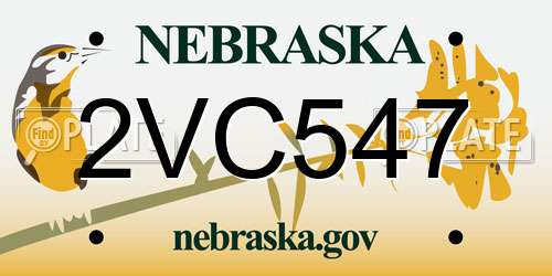 2VC547 Nebraska License Plate