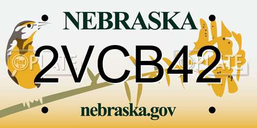 2VCB42 Nebraska License Plate