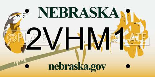 2VHM1 Nebraska License Plate