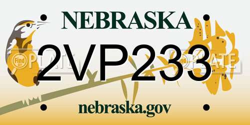 2VP233 Nebraska License Plate