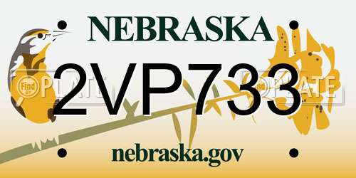 2VP733 Nebraska License Plate