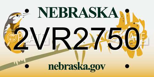 2VR2750 Nebraska License Plate