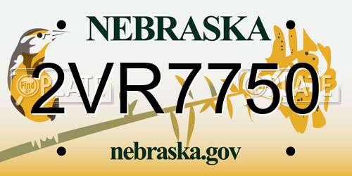 2VR7750 Nebraska License Plate