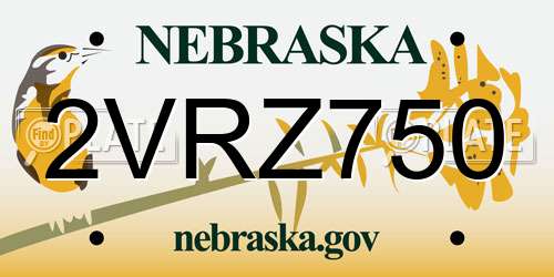 2VRZ750 Nebraska License Plate