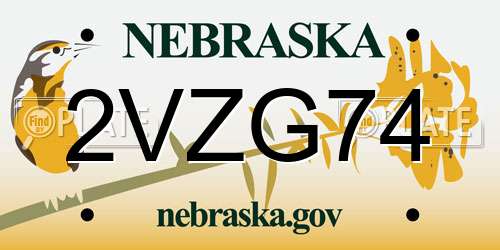 2VZG74 Nebraska License Plate