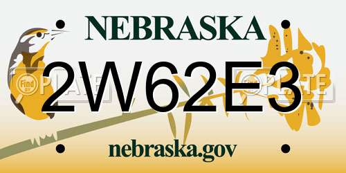 2W62E3 Nebraska License Plate