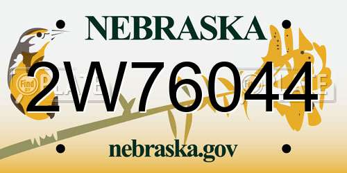 2W76044 Nebraska License Plate