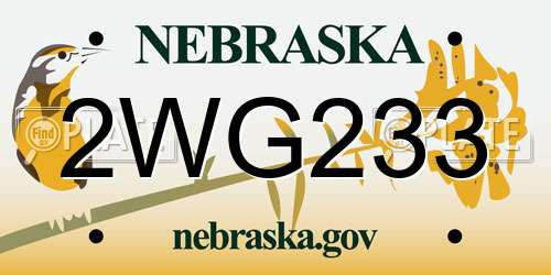 2WG233 Nebraska License Plate