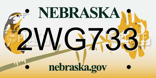 2WG733 Nebraska License Plate