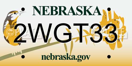2WGT33 Nebraska License Plate