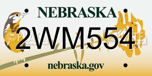 2WM554 Nebraska License Plate