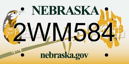 2WM584 Nebraska License Plate
