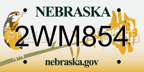 2WM854 Nebraska License Plate