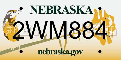 2WM884 Nebraska License Plate