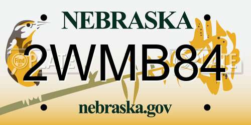 2WMB84 Nebraska License Plate