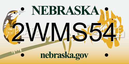 2WMS54 Nebraska License Plate