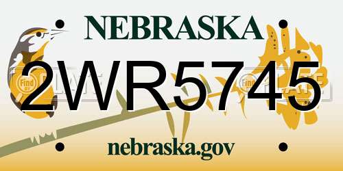 2WR5745 Nebraska License Plate