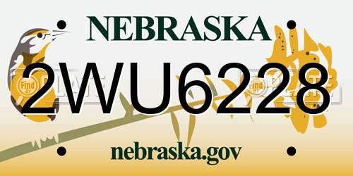 2WU6228 Nebraska License Plate