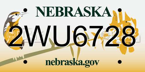 2WU6728 Nebraska License Plate