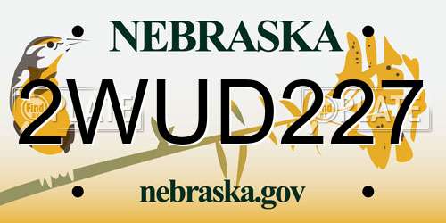 2WUD227 Nebraska License Plate