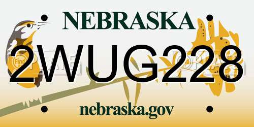 2WUG228 Nebraska License Plate