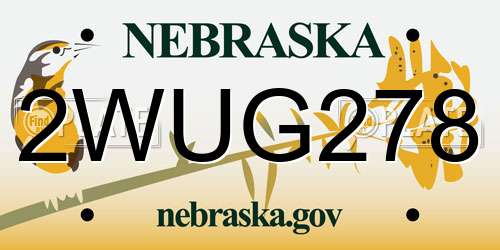 2WUG278 Nebraska License Plate