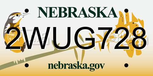 2WUG728 Nebraska License Plate