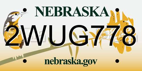 2WUG778 Nebraska License Plate