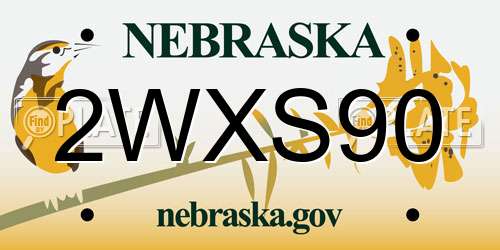 2WXS90 Nebraska License Plate