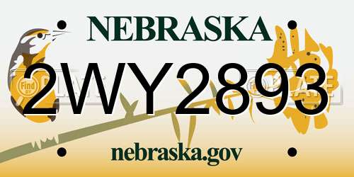 2WY2893 Nebraska License Plate
