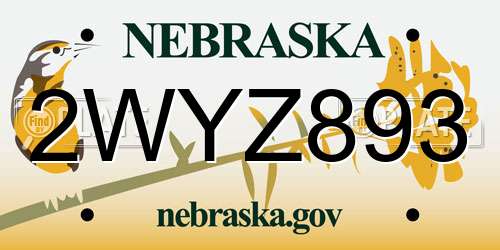 2WYZ893 Nebraska License Plate