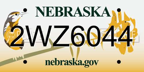 2WZ6044 Nebraska License Plate