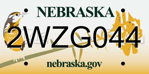 2WZG044 Nebraska License Plate