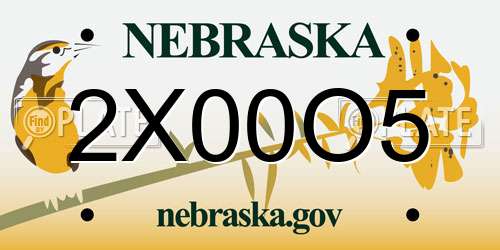 2X00O5 Nebraska License Plate