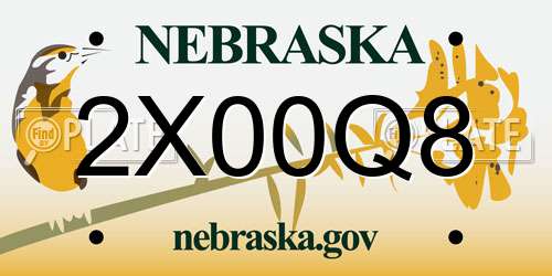 2X00Q8 Nebraska License Plate