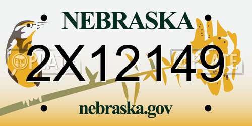 2X12149 Nebraska License Plate