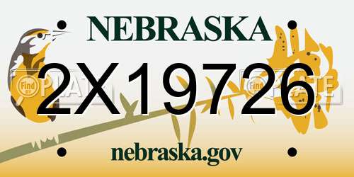 2X19726 Nebraska License Plate